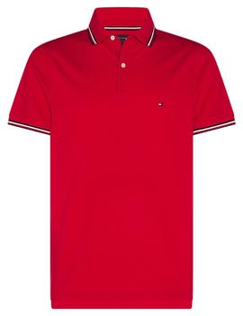 TOMMY TIPPED SLIM POLO PRIMARY RED