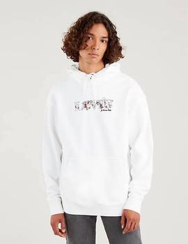 SUDADERA RELAXED FIT GRAPHIC POSTER LOGO BLANCA