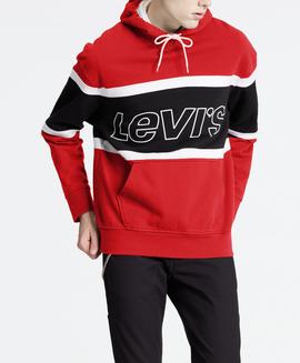 PIECED HOODIE RACER COLORBLOCK BRILLIANT RED