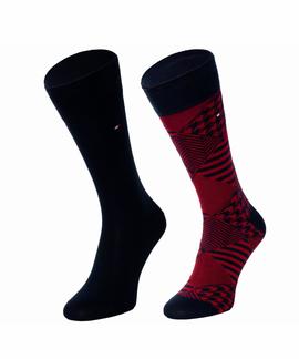 TH MEN SOCK 2 PACK HOUNDSTOOTH NAVY / RED