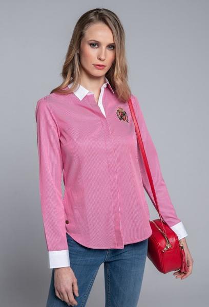 Camisa a rayas clásica color rosa de mujer - Valecuatro