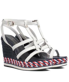 TOMMY COLORFUL ROPE WEDGE SANDAL WHISPER WHITE