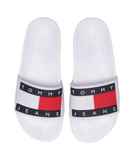 CHANCLAS TOMMY JEANS FLAG POOL SLIDE WHITE
