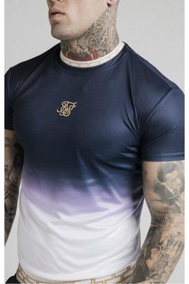 FADE INSET TAPE GYM TEE NAVY - WHITE
