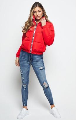 PADDED CROP JACKET RED