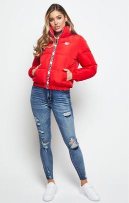 PADDED CROP JACKET RED