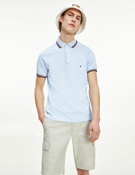 TOMMY TIPPED SLIM POLO SWEET BLUE
