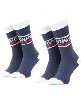 TH UNISEX TOMMY JEANS SOCK 2 PACK NAVY