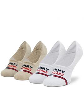 PIMKIES UNISEX TOMMY JEANS NO SHOW 2 PACK BEIGE Y BLANCO