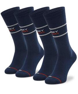 CALCETINES ALTOS UNISEX TOMMY JEANS 2 PACK AZUL MARINO