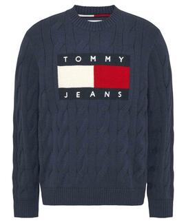 JERSEY FLAG CABLE RELAXED FIT AZUL MARINO