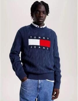 JERSEY FLAG CABLE RELAXED FIT AZUL MARINO