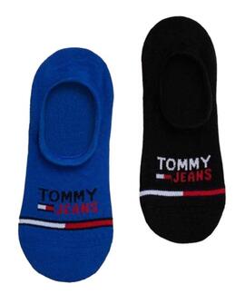 PIMKIES UNISEX TOMMY JEANS NO SHOW 2 PACK AZUL Y NEGRO