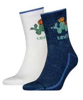 CALCETINES LEVI’S® SHORT CUT PLACED CACTUS 2 PACK BLUE COMBO