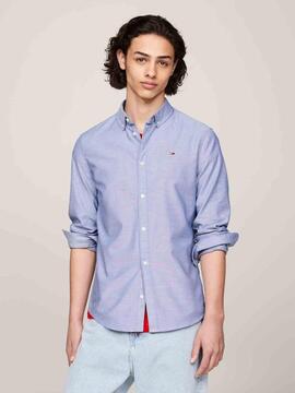 CAMISA ELÁSTICA SLIM FIT OXFORD AZUL