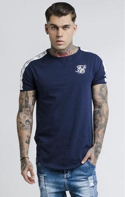 S/S CURVED HEM TAPED TEE NAVY