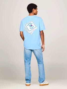 CAMISETA FUN NOVELTY REGULAR FIT LOGO PIZZA AZUL CELESTE