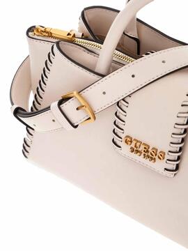 BOLSO DE MANO LIBERA CON COSTURA EN RELIEVE CREMA