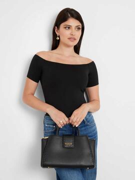 BOLSO DE MANO LIBERA CON COSTURA EN RELIEVE NEGRO