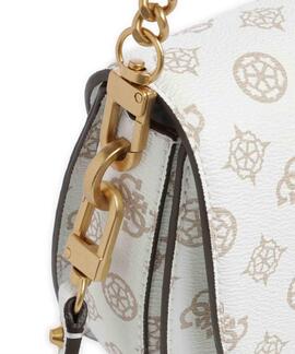 BOLSO DE HOMBRO KUBA BLANCO CON LOGOTIPOS 4G Y PEONIA CAMEL