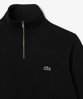 JERSEY SUDADERA LACOSTE DE CUELLO ALTO CON CREMALLERA NEGRO