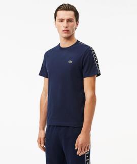 CAMISETA LACOSTE REGULAR FIT AZUL MARINO CON CINTA DEPORTIVA