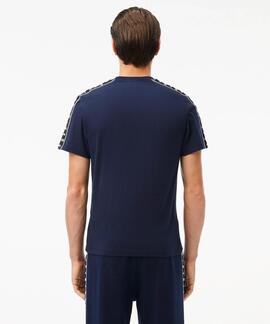 CAMISETA LACOSTE REGULAR FIT AZUL MARINO CON CINTA DEPORTIVA