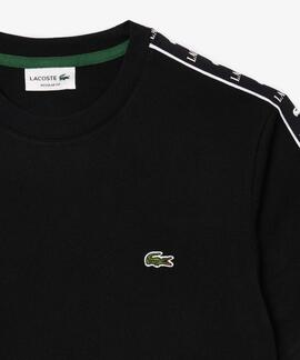 CAMISETA LACOSTE REGULAR FIT NEGRA CON CINTA DEPORTIVA