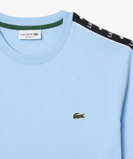 CAMISETA LACOSTE REGULAR FIT AZUL CON CINTA DEPORTIVA