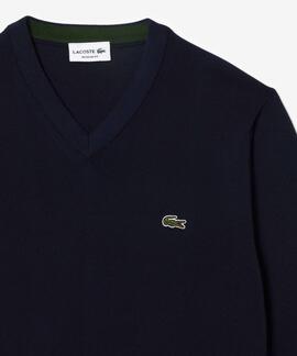 JERSEY LACOSTE CUELLO PICO AZUL MARINO