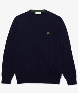 JERSEY LACOSTE CUELLO PICO AZUL MARINO