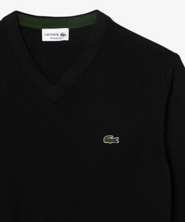 JERSEY LACOSTE CUELLO PICO NEGRO