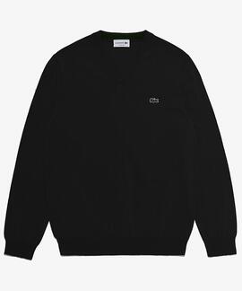 JERSEY LACOSTE CUELLO PICO NEGRO