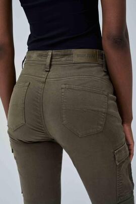 PANTALÓN CARGO FAITH PUSH IN CROPPED SKINNY FIT VERDE CAQUI