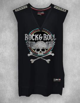 CAMISETA DE MUJER LASAL ROCK NEGRA