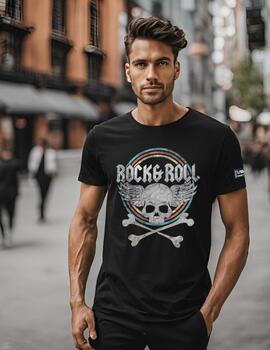 CAMISETA DE HOMBRE LASAL FLY ROCK NEGRA