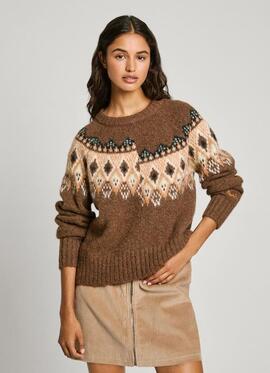 JERSEY DE PUNTO FAIRISLE HOLLY 880 EARTH BROWN