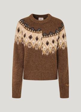 JERSEY DE PUNTO FAIRISLE HOLLY 880 EARTH BROWN