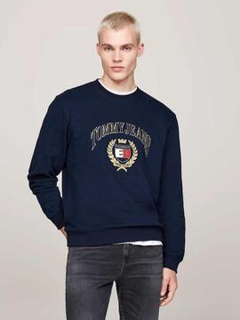 SUDADERA REGULAR FIT CON LOGO BORDADO DARK NIGHT NAVY