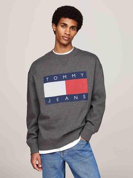 SUDADERA CON BANDERA RELAXED FIT NEW CHARCOAL MELANGE