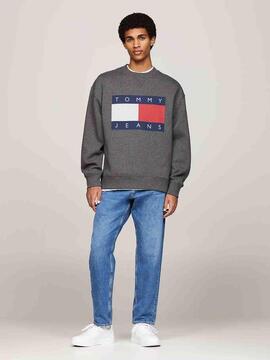 SUDADERA CON BANDERA RELAXED FIT NEW CHARCOAL MELANGE