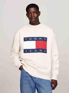 SUDADERA CON BANDERA RELAXED FIT ANCIENT WHITE MELANGE