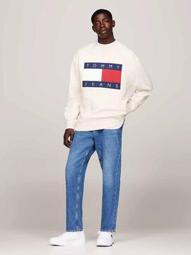 SUDADERA CON BANDERA RELAXED FIT ANCIENT WHITE MELANGE