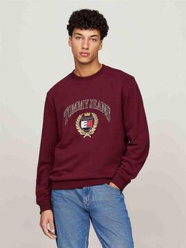 SUDADERA REGULAR FIT CON LOGO BORDADO DEEP ROUGE