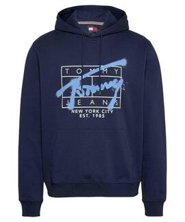 SUDADERA REGULAR FIT CON GRAFFITI DARK NIGHT NAVY