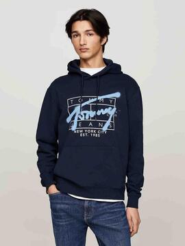 SUDADERA REGULAR FIT CON GRAFFITI DARK NIGHT NAVY