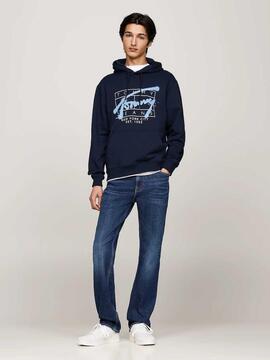 SUDADERA REGULAR FIT CON GRAFFITI DARK NIGHT NAVY