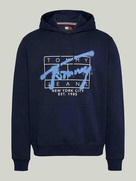 SUDADERA REGULAR FIT CON GRAFFITI DARK NIGHT NAVY