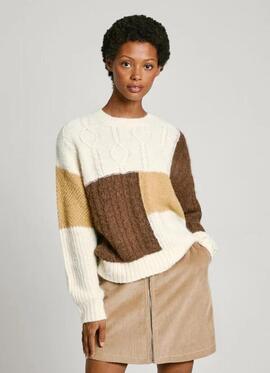 JERSEY DE PUNTO COLOR BLOCK HILARY 880 EARTH BROWN