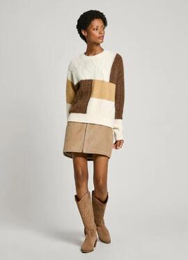 JERSEY DE PUNTO COLOR BLOCK HILARY 880 EARTH BROWN